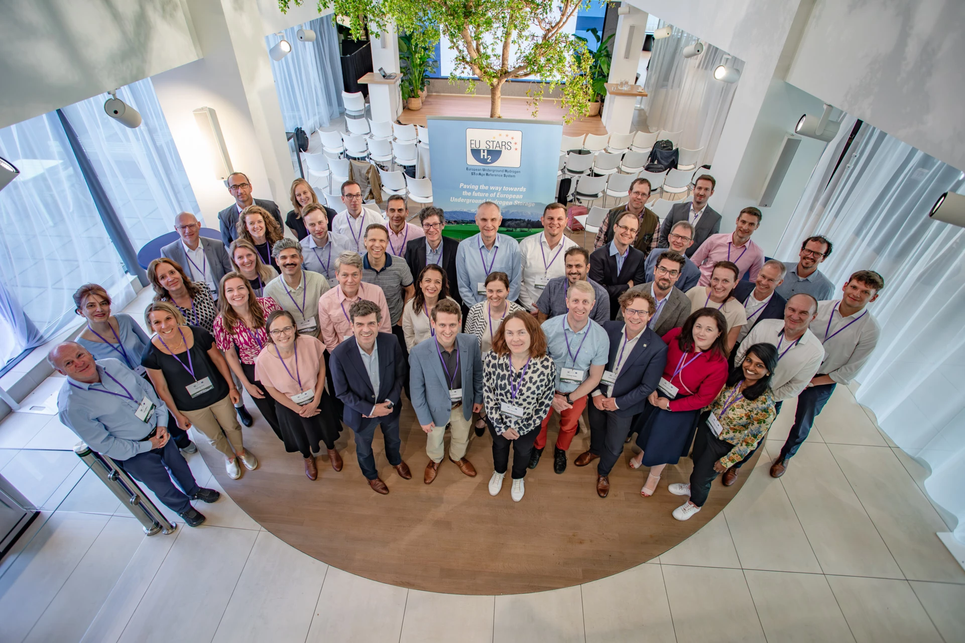 Group photo taken from above at the EUH2STARS consortium plenary meeting in Utrecht